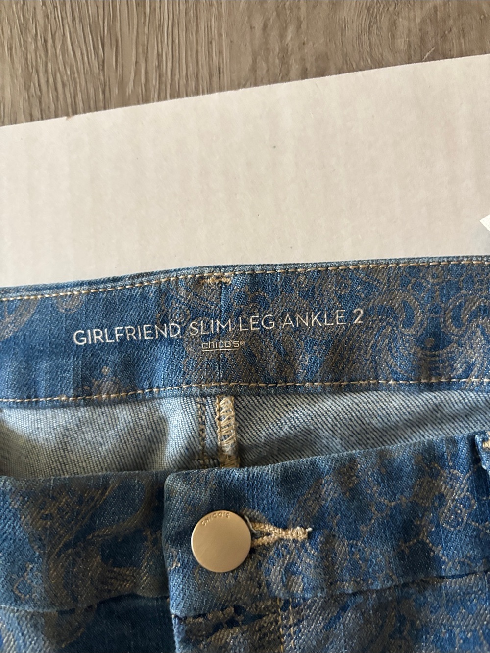 Chico's Blue Patterned Jeans - Picture 3 of 6
